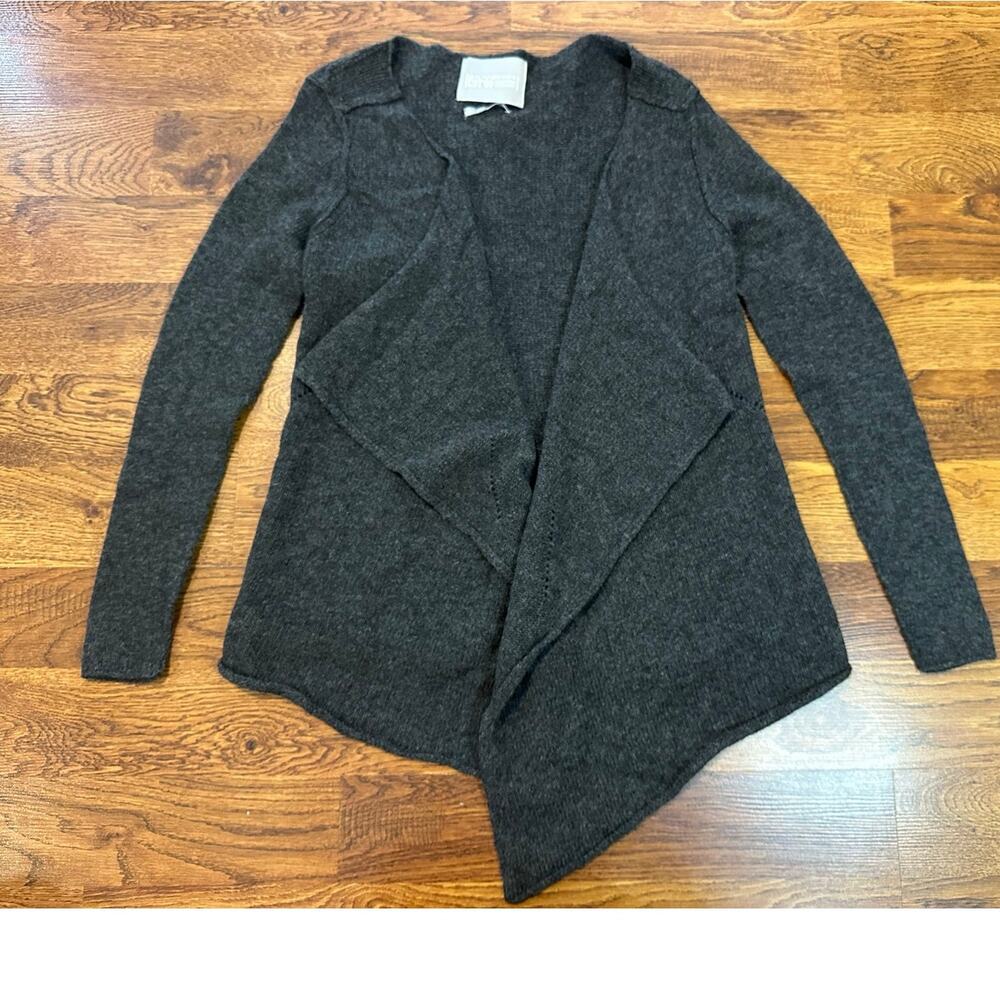 Rene Van Der Wjick Lambswool Waterfall Sweater Women's Medium Gray Star Sleeve
